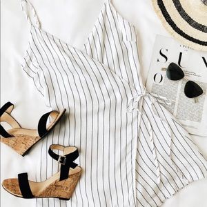 Lulus white striped skort romper